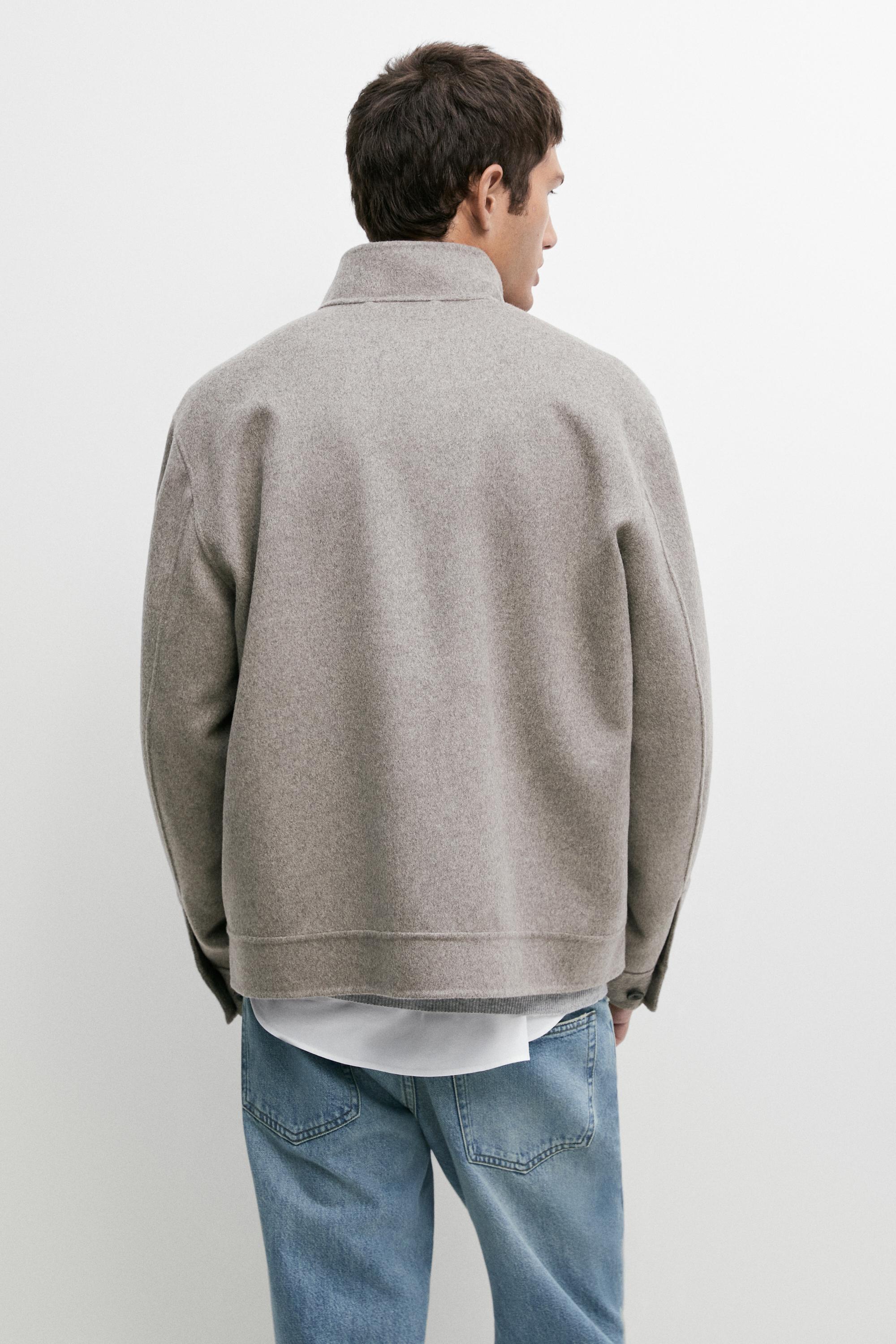 Wool blend high neck double fabric jacket